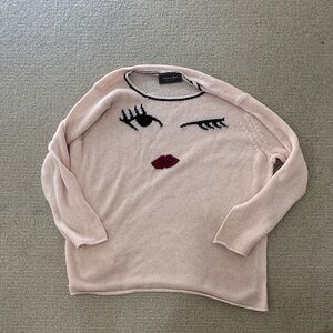 Wooden Ships Pink Sweater with Face Design small medium